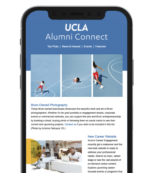 Alumni Connect phone display